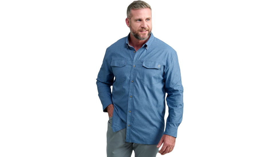 HUK Performance Fishing Hawser Heather Flannel - Mens, Quiet Hrbr Hthr, Extra Large, H1500208-509-XL