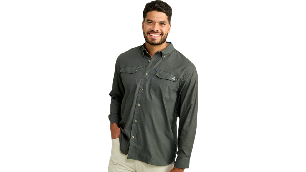 HUK Performance Fishing Hawser Heather Flannel - Mens, Volc Ash Hthr, Large, H1500208-015-L