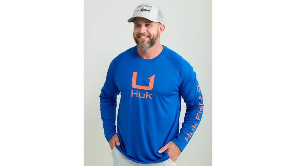 HUK Performance Fishing Huk Icon Crew Long Sleeve Shirt Fresh Salmon XL E13EC917, ATH1200573460L