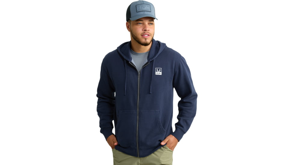 HUK Performance Fishing HukD Up Logo Full Zip Hoodie - Mens, Naval Academy, Large, H1300089-413-L