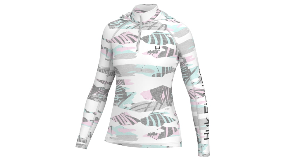 HUK Performance Fishing Icon Tropicamo Hoodie - Womens, White, S, H6120171-100-S