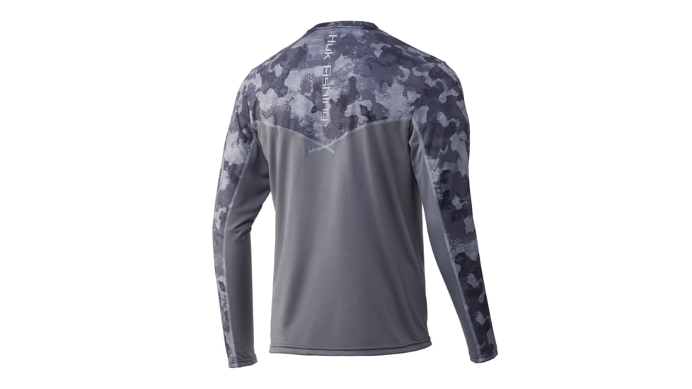 HUK Performance Fishing Icon X KC Refraction Camo Long Sleeve Shirt - Men's, Storm, Extra Large, H1200285-039-XL