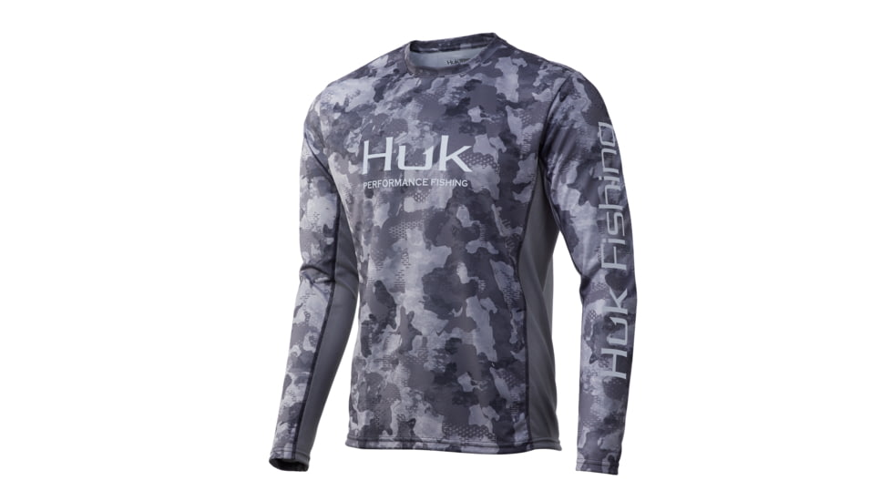 HUK Performance Fishing Icon X KC Refraction Camo Long Sleeve Shirt - Men's, Storm, Extra Large, H1200285-039-XL