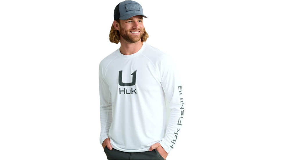 HUK Performance Fishing KC Icon Graphic Long Shirt - Mens, White, Small, H1200629-100-S
