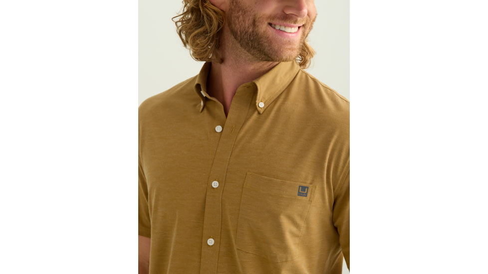 HUK Performance Fishing Kona Solid Short Sleeve Shirt - Mens, Sand Piper, Large, H1500154-217-L