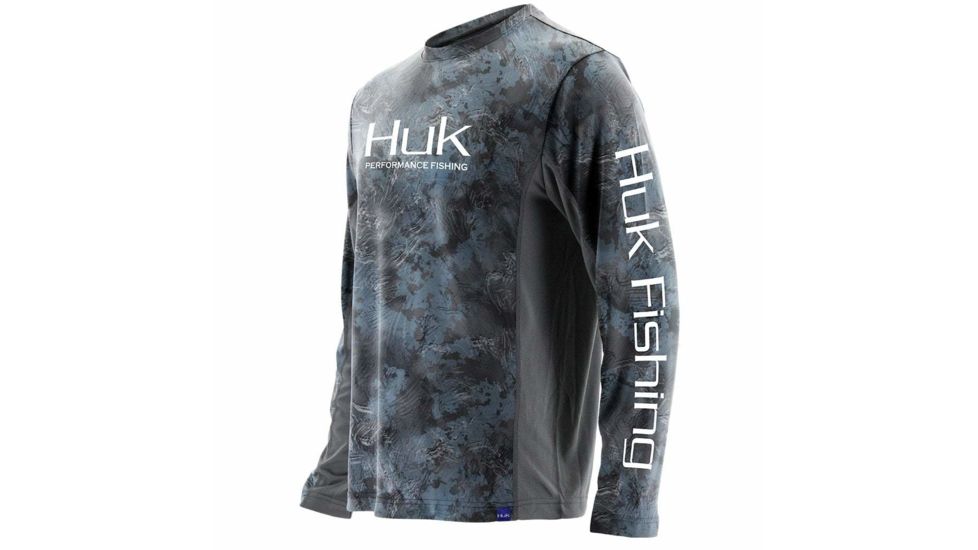 HUK Performance Fishing Mens Icon Camo Long Sleeve Top, SubPhantis Glacier, Extra Large, H1200143-095-XL