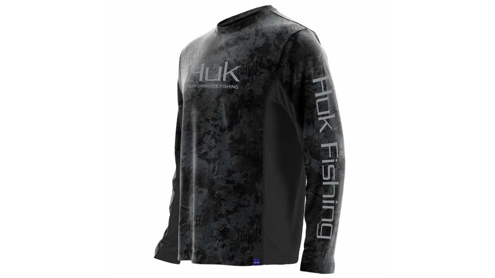 HUK Performance Fishing Mens Icon Camo Long Sleeve Top, SubPhantis Night Vision, Medium, H1200143-075-M