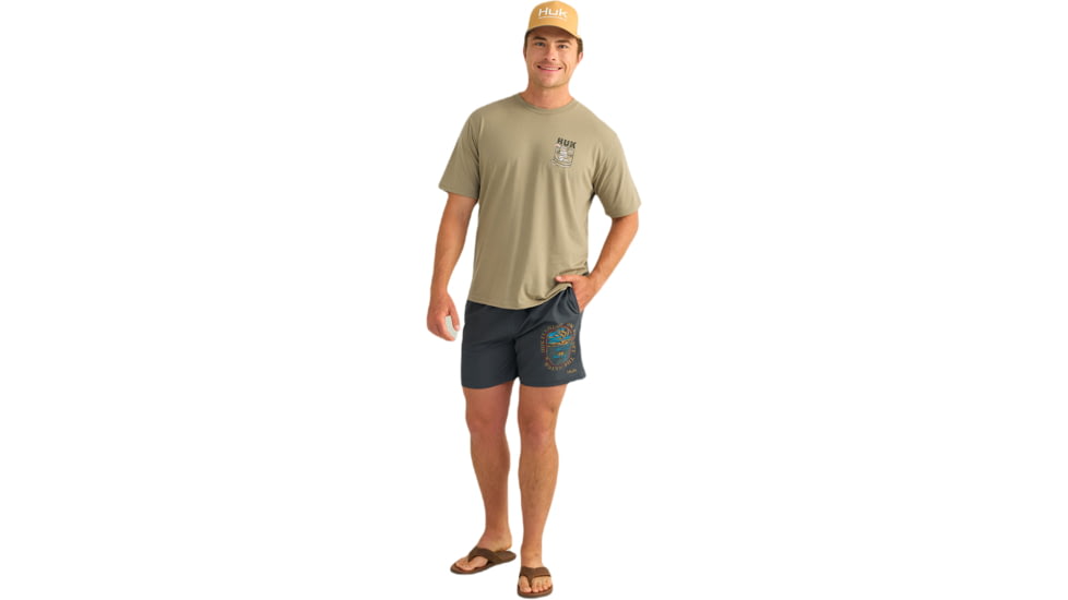 HUK Performance Fishing Pursuit Graphic Volley Shorts - Mens, Volcanic Ash, Medium, H2000228-013-M