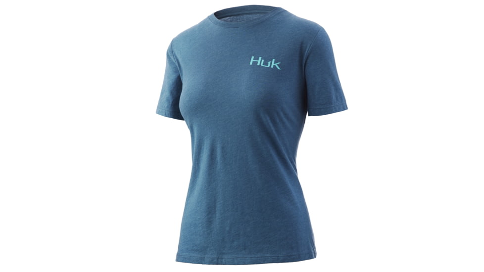 HUK Performance Fishing Shield Crew - Womens, Deep Lake Heather, Extra Small, H6100055-449-XS