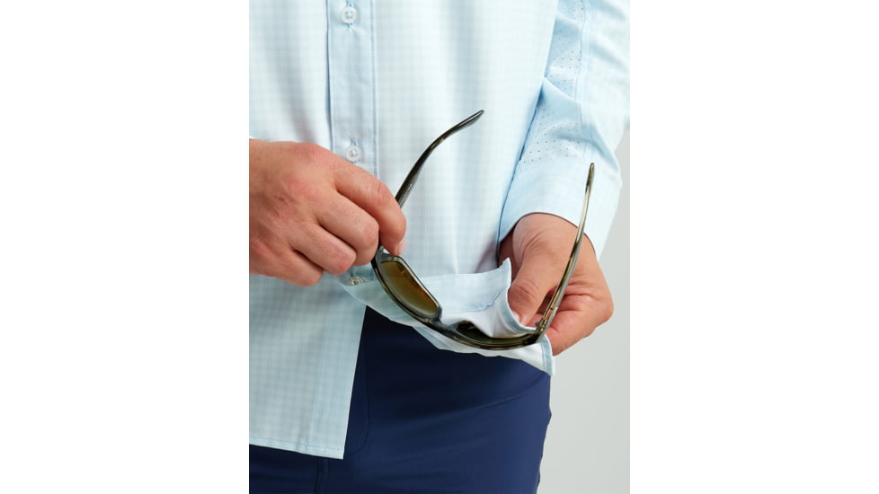 HUK Performance Fishing Tide Point Break LS Minicheck - Mens, Ice Water, Large, H1500155-476-L