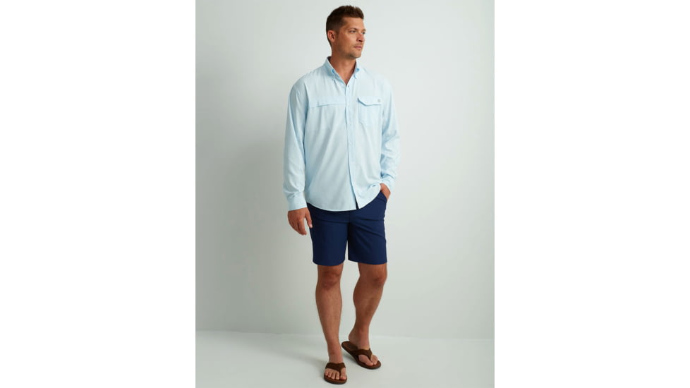 HUK Performance Fishing Tide Point Break LS Minicheck - Mens, Ice Water, Large, H1500155-476-L