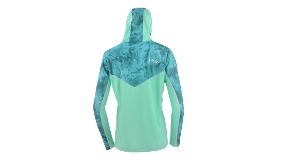 HUK Performance Fishing W Camo Icon Hoodie, Pullover - Womens, Shallows, Large, H6120013-365-L