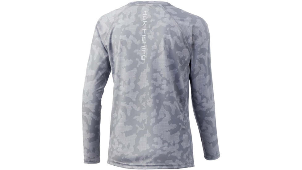HUK Performance Fishing Running Lakes Pursuit L/S Shirt - Kids, Overcast Grey, YXS, H7120065-032-YXS
