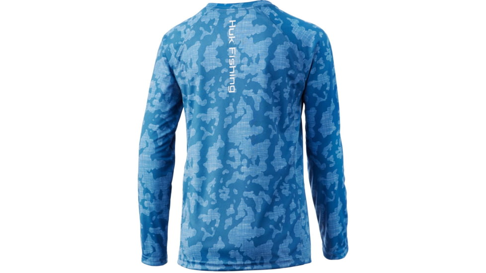 HUK Performance Fishing Running Lakes Pursuit L/S Shirt - Kids, Titanium Blue, YL, H7120065-428-YL