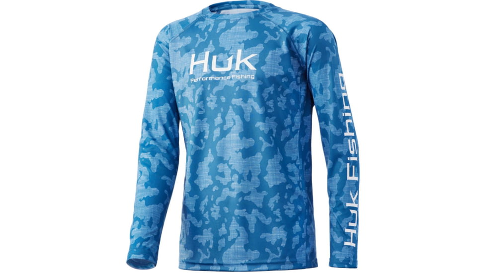 HUK Performance Fishing Running Lakes Pursuit L/S Shirt - Kids, Titanium Blue, YL, H7120065-428-YL