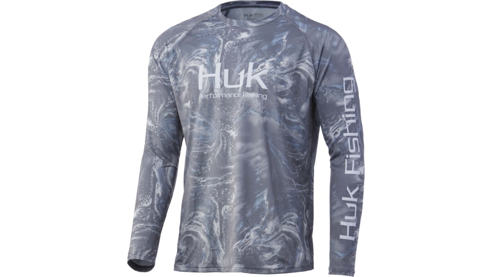 HUK Performance Fishing Stone Shore Pursuit L/S Shirt - Mens, Overcast Grey, M, H1200409-032-M