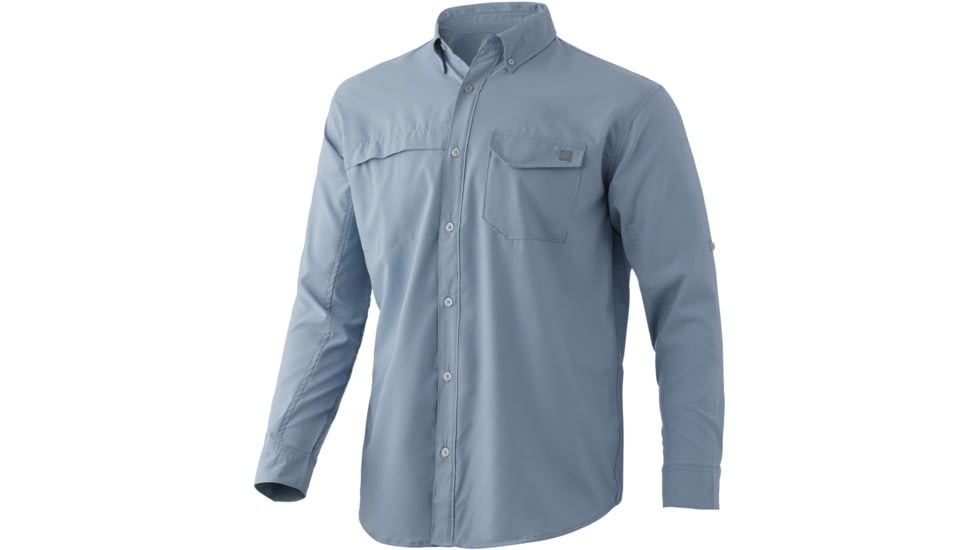 HUK Performance Fishing Tide Point L/S Shirt - Mens, Blue Fog, XL, H1500118-473-XL