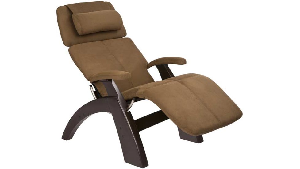 HumanTouch Silhouette PerfectChair w/ Dark Walnut base, Cashew SofSuede Chair Pads