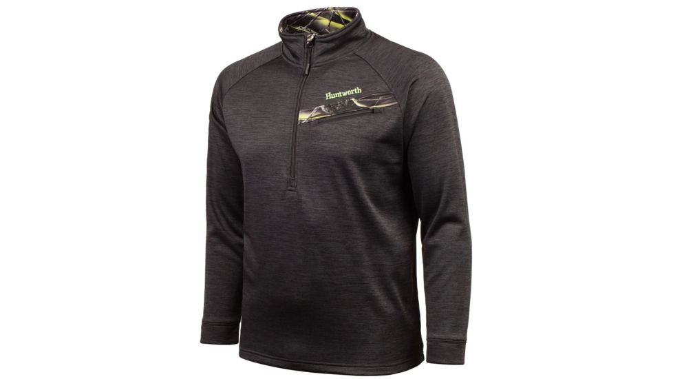 Huntworth Heather Performance Fleece Half Zip - Mens, Heather Black/Kinetic, Medium, E-9138-HK/KN-M
