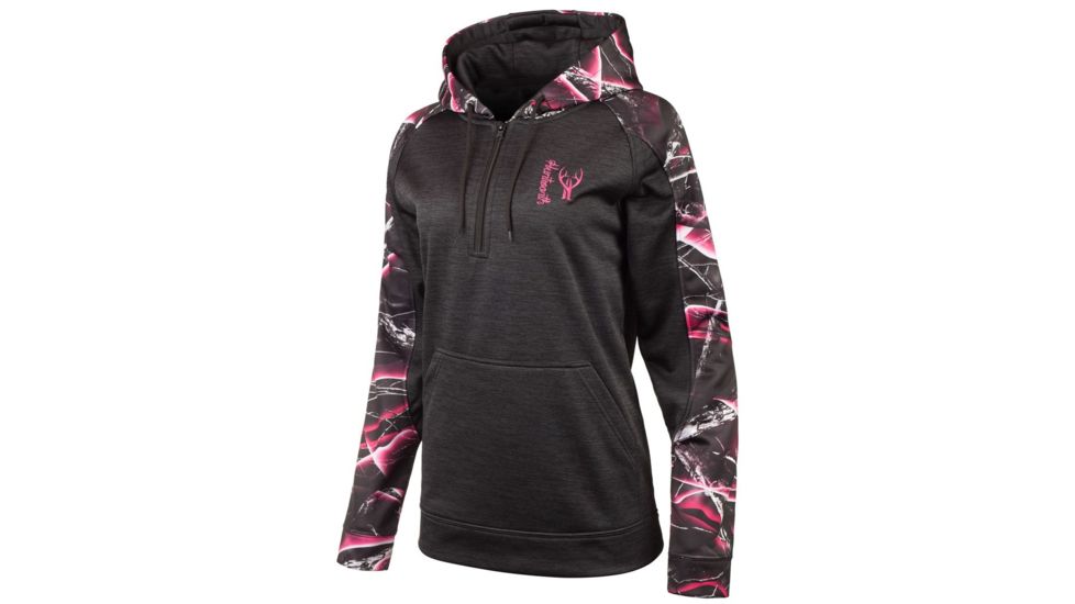 Huntworth Heather Performance Fleece Hoodie - Womens, Heather Black/Huntworth Moxie, Large E-9149-W-HK/MX-L