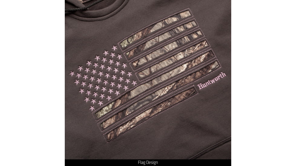 Huntworth Performance Fleece Hoodie Horizontal Camo Flag - Womens, Charcoal Gray / Hiddn, Large, E-9413-W-CG/HDN-L