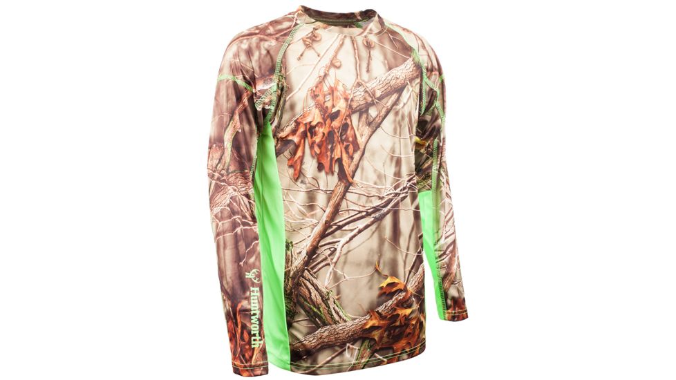 Huntworth Youth Boys Long Sleeve Shirt - Kids, Oak Tree EVO, Large, E-9048-YB-21OT-L