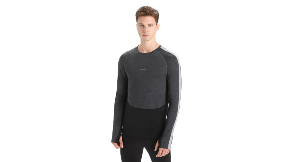 Icebreaker 125 ZoneKnit Long Sleeve Crewe Thermal Top - Mens, Jet Heather/Black/Metro Heather/Cb, Extra Small, IB0A56H3585XS