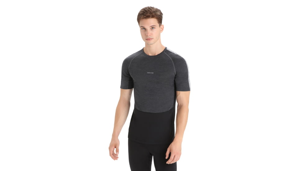 Icebreaker 125 ZoneKnit Short Sleeve Crewe Thermal Top - Mens, Jet Heather/Black/Metro Heather/Cb, 2XL, IB0A56H7585XXL