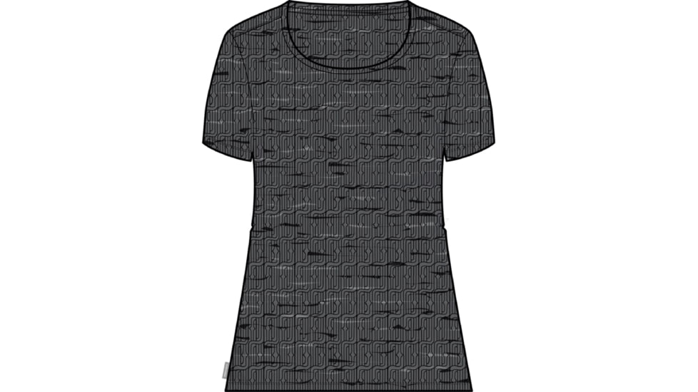 Icebreaker 150 Tech Lite II Short Sleeve Scoop Herenga T-Shirt - Women's, Gritstone Heather/Black/Aop, Extra Large, IB0A56TI828XL