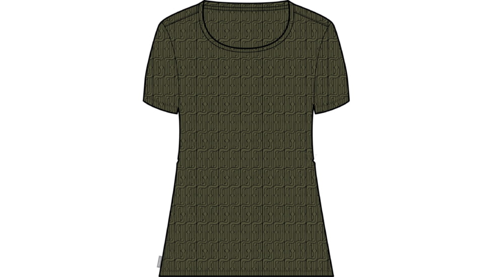 Icebreaker 150 Tech Lite II Short Sleeve Scoop Herenga T-Shirt - Women's, Loden/Black/Aop, Large, IB0A56TIA68L