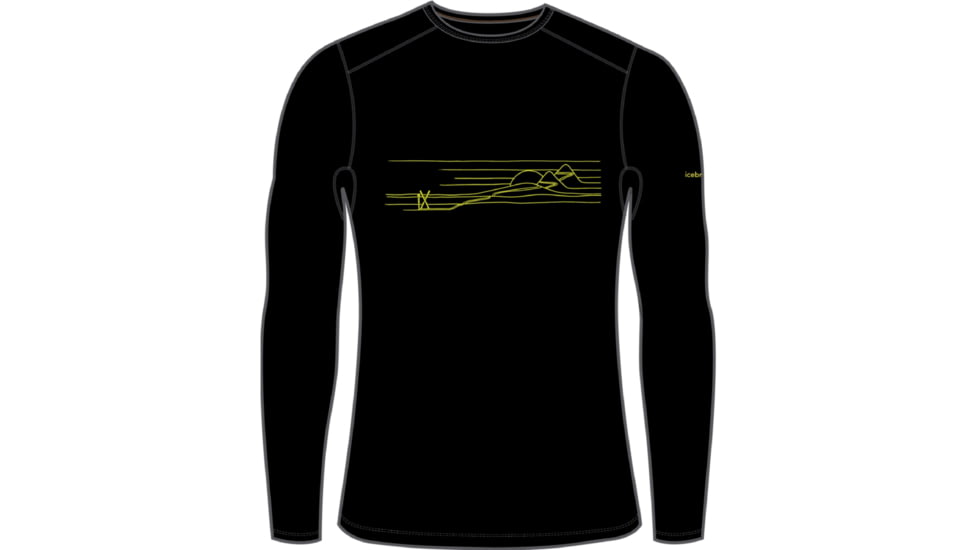 Icebreaker 200 Oasis Long Sleeve Crewe Ski Stripes Thermal Top - Men's, Black, Medium, IB0A56HU001M