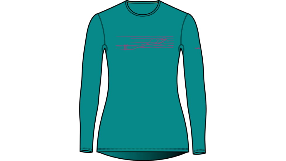 Icebreaker 200 Oasis Long Sleeve Crewe Ski Stripes Thermal Top - Women's, Flux Green, Medium, IB0A56HZ861M