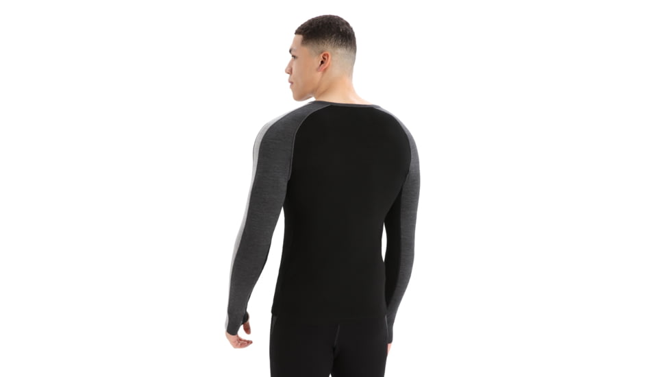 Icebreaker 200 ZoneKnit Long Sleeve Crewe Thermal Top - Men's, Jet Heather/Black/Metro Heather/Cb, Large, IB0A56HA585L