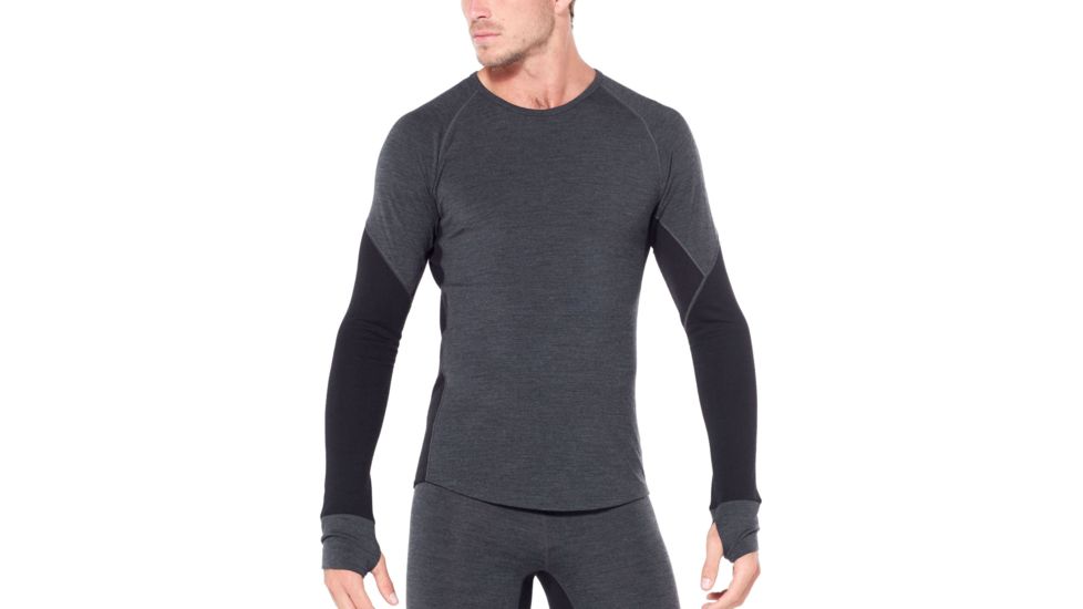 Icebreaker 260 Zone Long Sleeve Crewe - Mens, Jet HTHR/Black, Large, 104360A01L