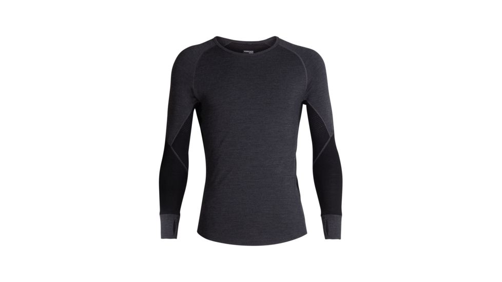 Icebreaker 260 Zone Long Sleeve Crewe - Mens, Jet HTHR/Black, Large, 104360A01L