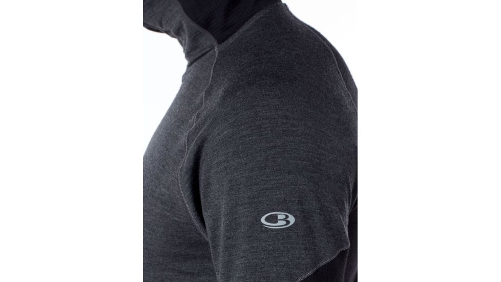 Icebreaker 260 Zone Long Sleeve Half Zip Hood - Mens, Jet HTHR/Black, Large, 104362A01L