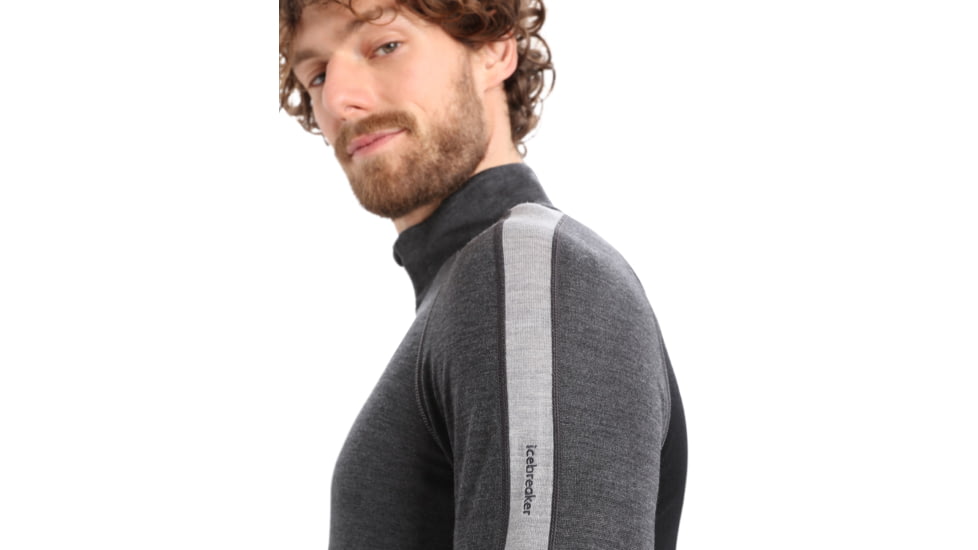 Icebreaker 260 ZoneKnit Long Sleeve Half Zip Thermal Top - Mens, Jet Heather/Black/Metro Heather/Cb, Small, IB0A56HF585S