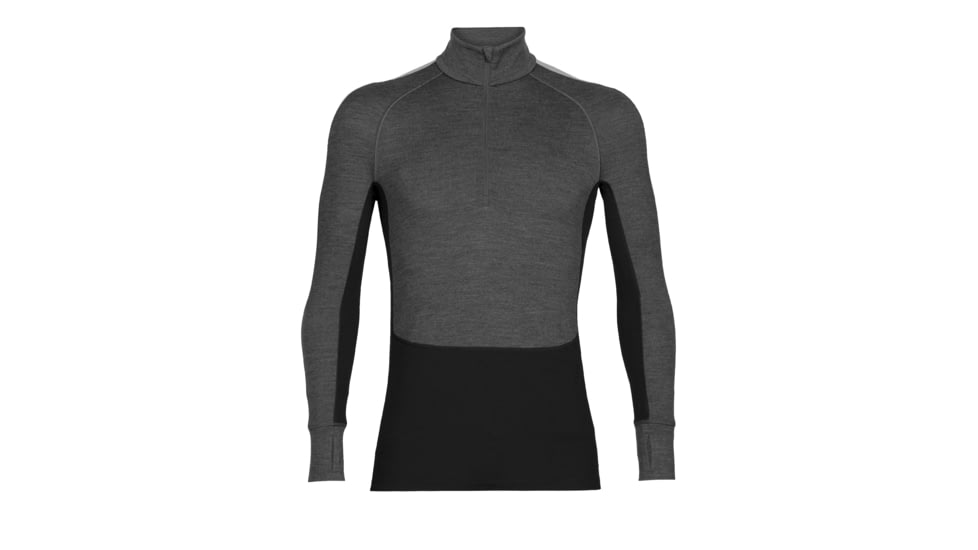 Icebreaker 260 ZoneKnit Long Sleeve Half Zip Thermal Top - Mens, Jet Heather/Black/Metro Heather/Cb, Small, IB0A56HF585S