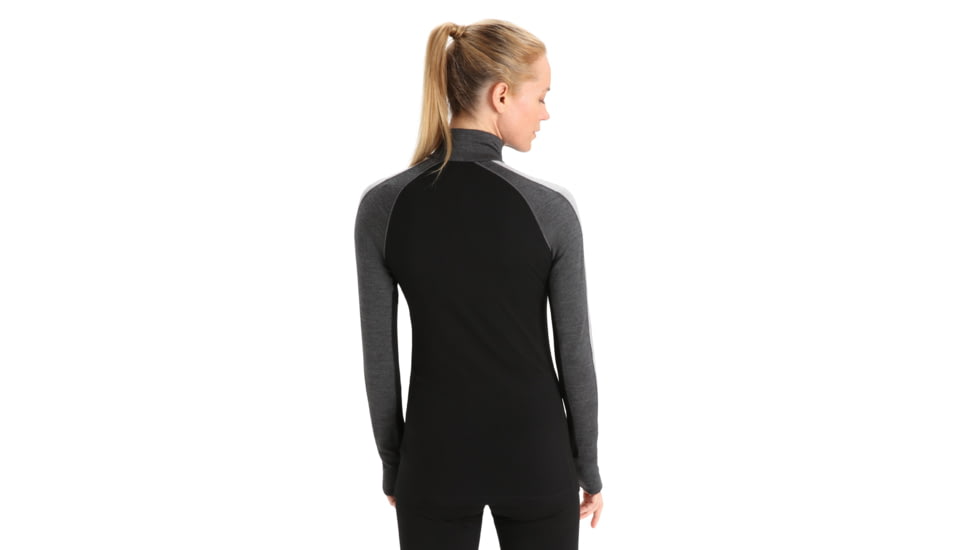 Icebreaker 260 ZoneKnit Long Sleeve Half Zip Thermal Top - Womens, Jet Heather/Black/Metro Heather/Cb, Large, IB0A56HI585L