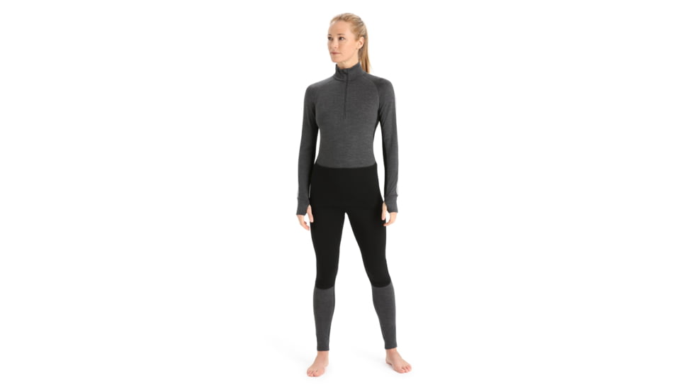 Icebreaker 260 ZoneKnit Long Sleeve Half Zip Thermal Top - Womens, Jet Heather/Black/Metro Heather/Cb, Large, IB0A56HI585L