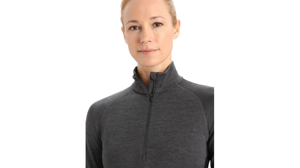Icebreaker 260 ZoneKnit Long Sleeve Half Zip Thermal Top - Womens, Jet Heather/Black/Metro Heather/Cb, Large, IB0A56HI585L