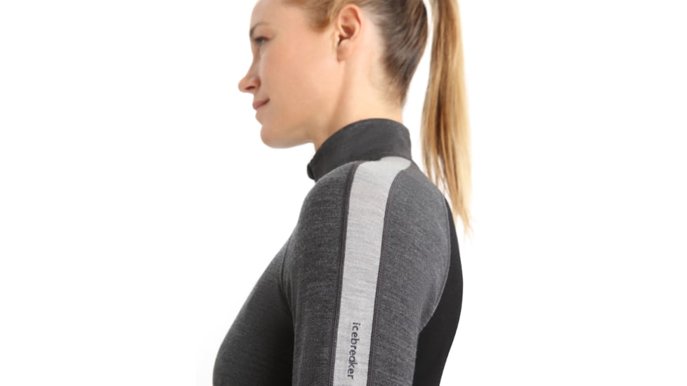 Icebreaker 260 ZoneKnit Long Sleeve Half Zip Thermal Top - Womens, Jet Heather/Black/Metro Heather/Cb, Large, IB0A56HI585L