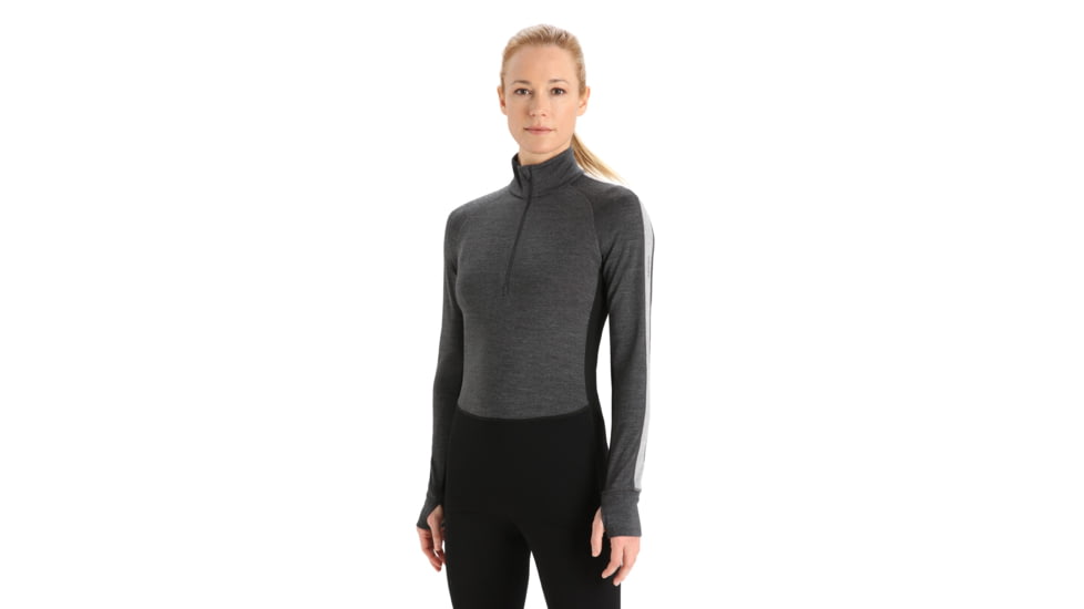 Icebreaker 260 ZoneKnit Long Sleeve Half Zip Thermal Top - Womens, Jet Heather/Black/Metro Heather/Cb, Large, IB0A56HI585L
