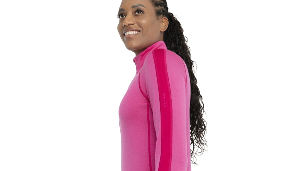 Icebreaker 260 ZoneKnit Long Sleeve Half Zip Thermal Top - Womens, Tempo/Electron Pink/Cb, Extra Small, IB0A56HI858XS