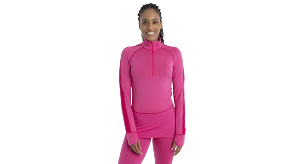 Icebreaker 260 ZoneKnit Long Sleeve Half Zip Thermal Top - Womens, Tempo/Electron Pink/Cb, Extra Small, IB0A56HI858XS
