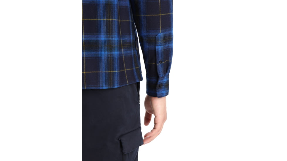 Icebreaker Dawnder Long Sleeve Flannel Shirt Plaid - Mens, Midnight Navy/Kyanite, Small, IB0A59HC890S