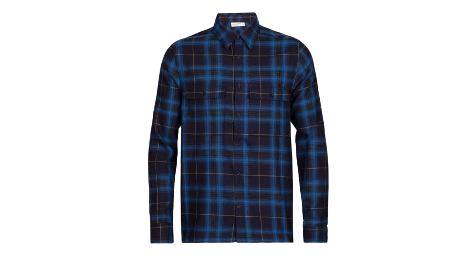 Icebreaker Dawnder Long Sleeve Flannel Shirt Plaid - Mens, Midnight Navy/Kyanite, Small, IB0A59HC890S