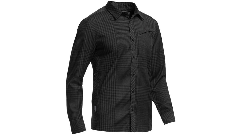 Icebreaker Departure Long Sleeve Shirt - Mens-Black/Jet Heather-Large