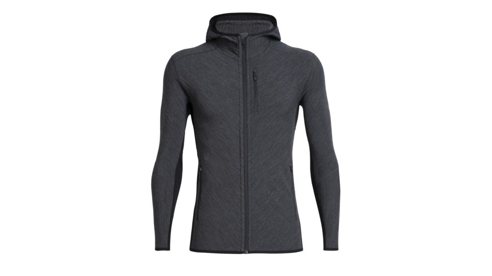Icebreaker Descender Long Sleeve Zip Hood - Mens, Jet HTHR/Black, Small, 104854A01S