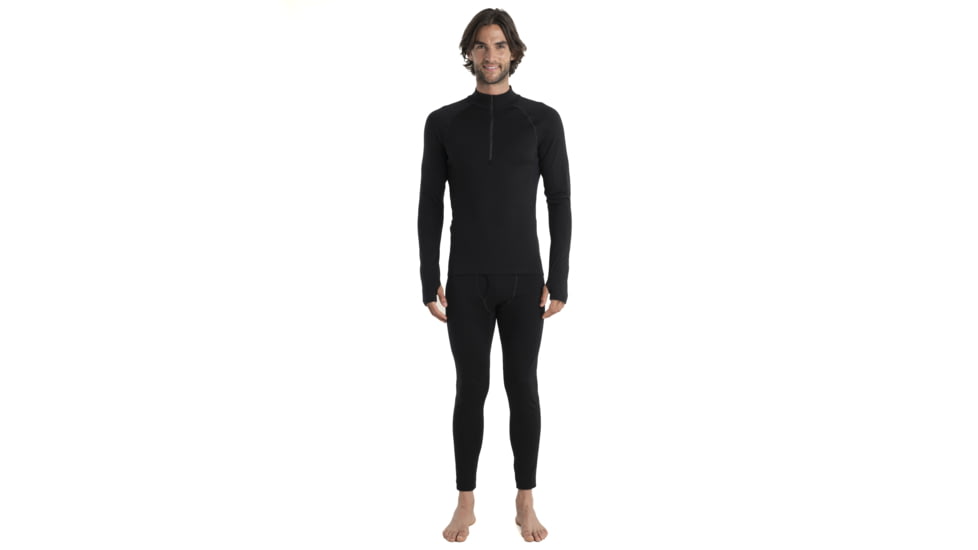 Icebreaker Men 300 MerinoFine Polar LS Half Zip, Black, L, IBBA56Q9001L